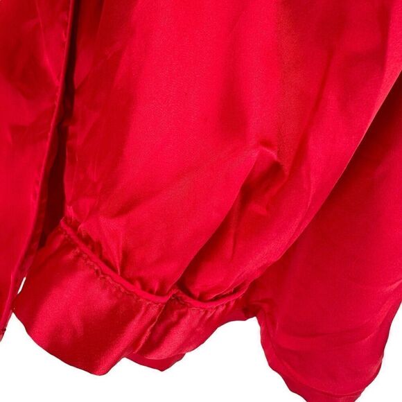 Victorias Secret Angles Pajama Top Satin Solid Red Long Sleeve Button Up Size L - Picture 5 of 13